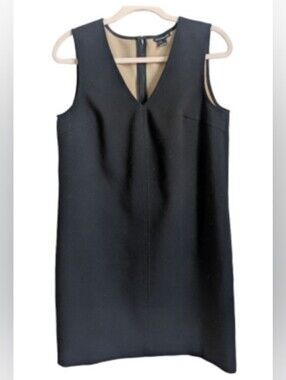 CLUB MONACO Black Contemporary Minimalist V Neck A-Lined Mini Dress Size 6